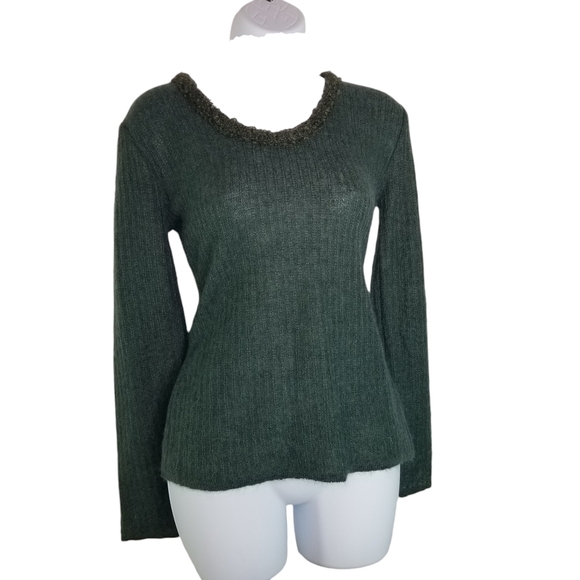 Vtg y2k Emporio Armani green boucle long sleeve sweater - Picture 1 of 8